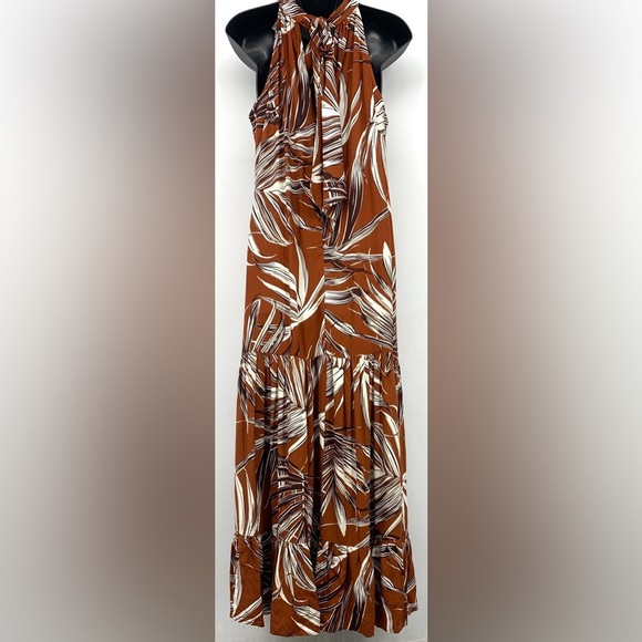1. State Brown and White Leaf Print Maxi Dress - Picture 5 of 8